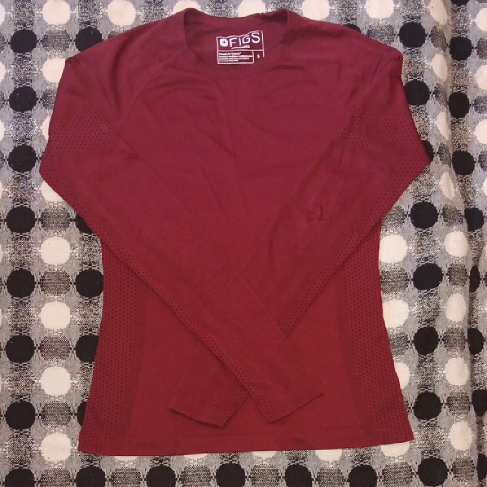 Figs Seamless Underscrub Top - Deep Red